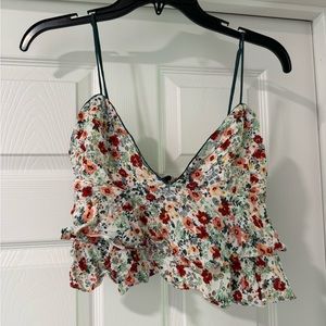 Ruffled tank cropped bra top